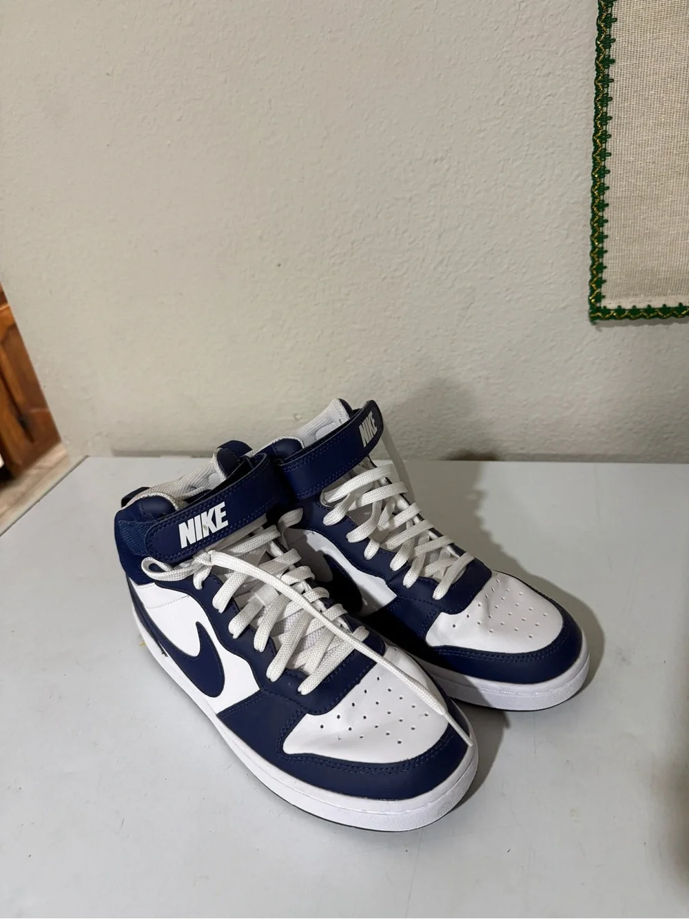 Nike Kids High-Top Sneakers in Navy and White